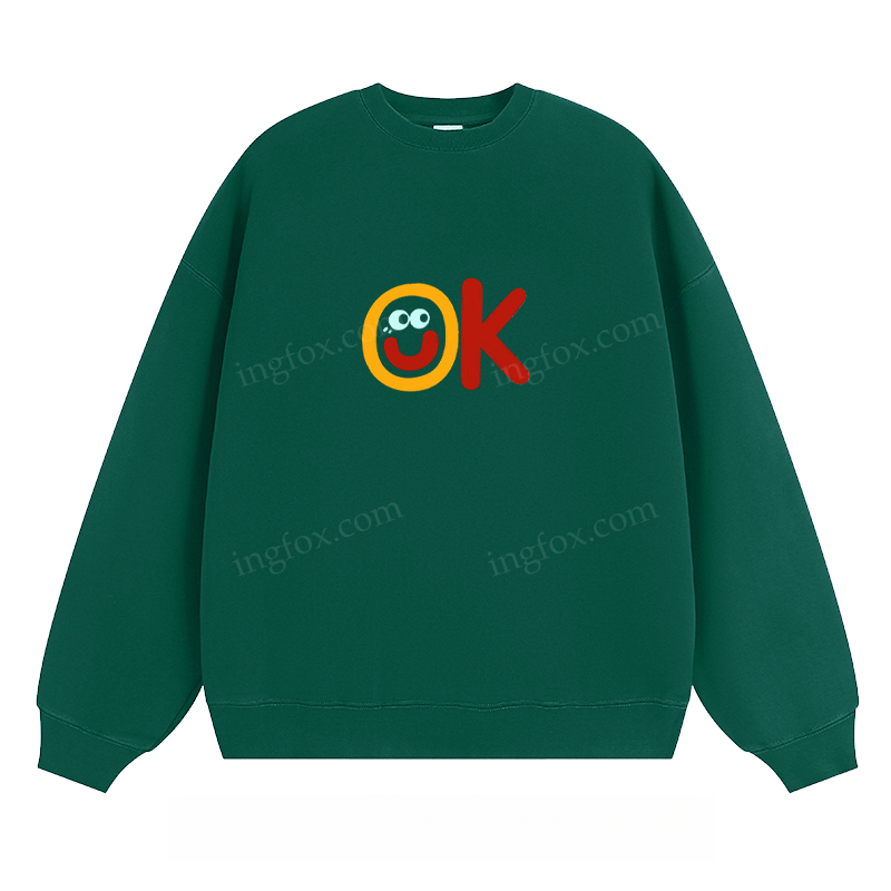 OK Smiley Graphic - Classic Unisex Fit Crewneck Sweatshirt