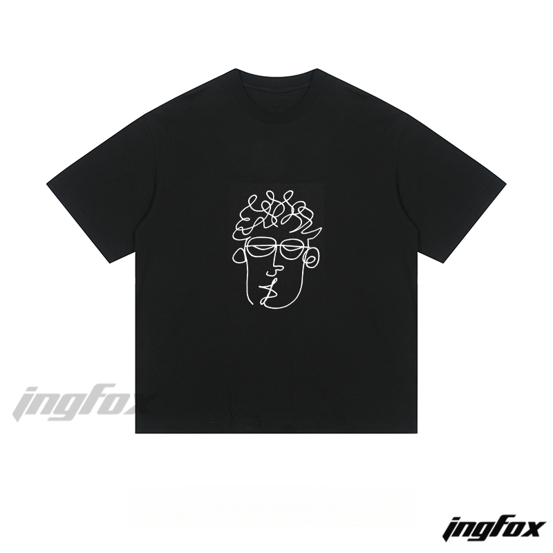 Minimalist Line Art Face - Loose Fit Short Sleeve T-Shirt