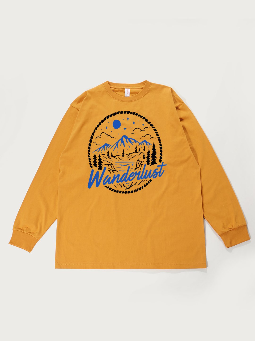 Wanderlust Mountain Night - Unisex Retro Cotton Long Sleeve T-Shirt