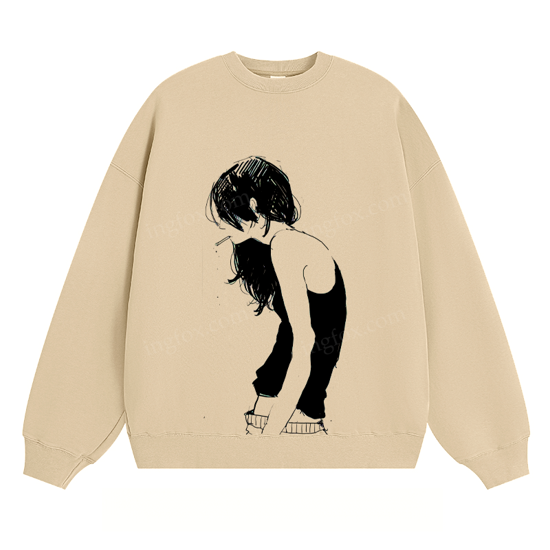 Artistic Girl Sketch - Classic Unisex Fit Crewneck Sweatshirt