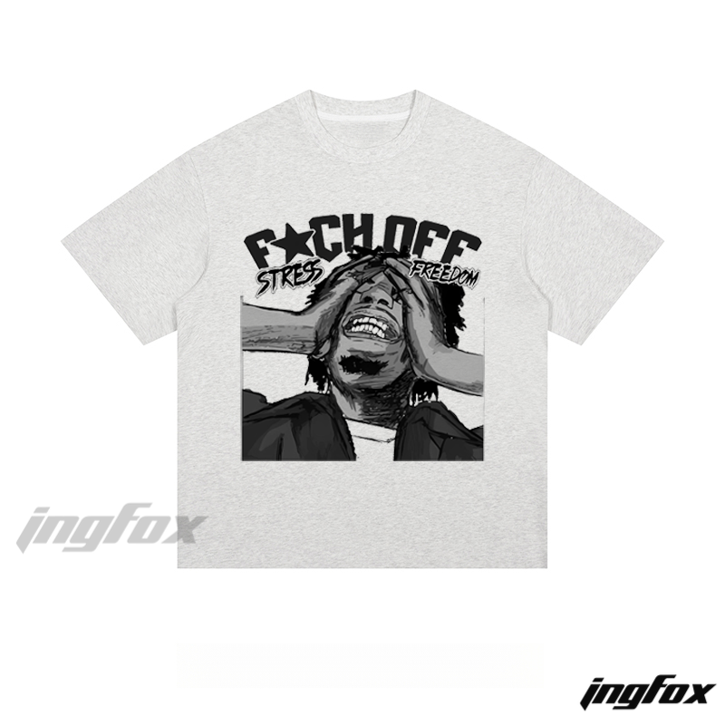 "F★CK OFF STRESS FREEDOM" Graphic - Loose Fit Short Sleeve T - Shirt