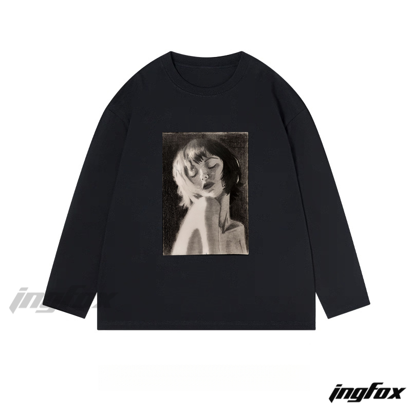 Monochrome Portrait - Classic Cotton Long Sleeve Tee