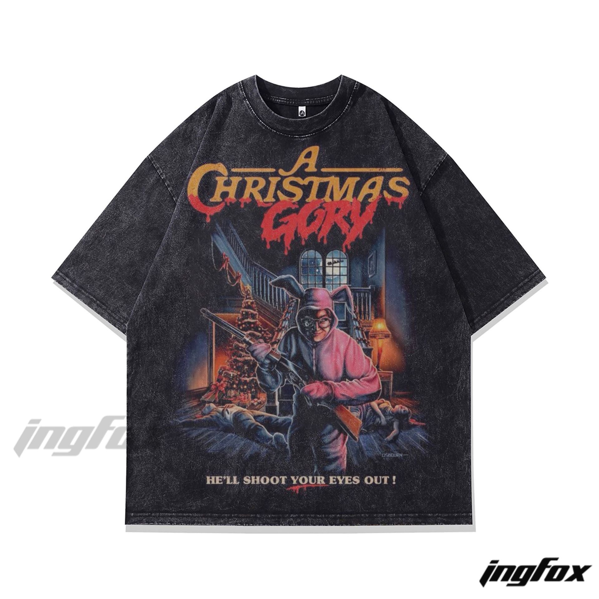 Christmas Gory Graphic - Vintage Washed Oversized T-Shirt