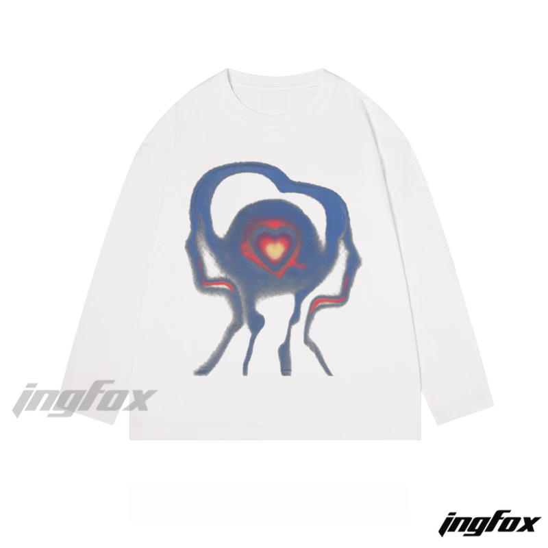Heart - Centric Abstract Graphic - Classic Cotton Long Sleeve Tee