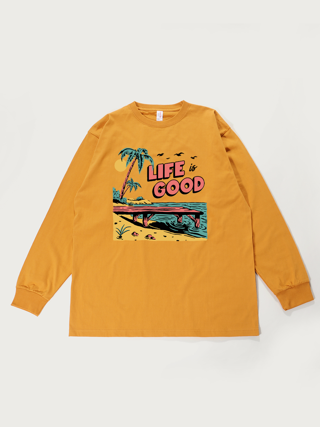 Life Is Good Beach - Unisex Retro Cotton Long Sleeve T-Shirt