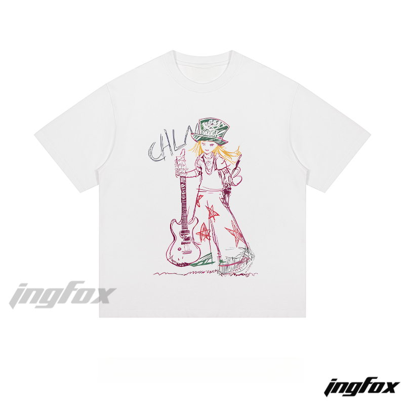 Rock Girl Doodle - Loose Fit Short Sleeve T - Shirt