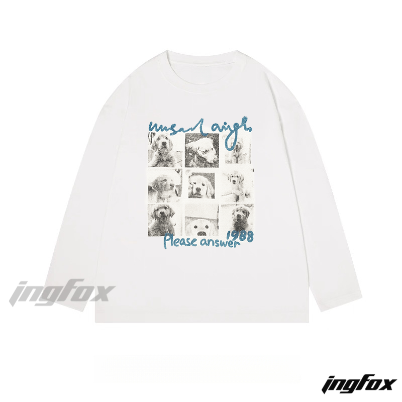 Vintage Dog Collage - Classic Cotton Long Sleeve Tee