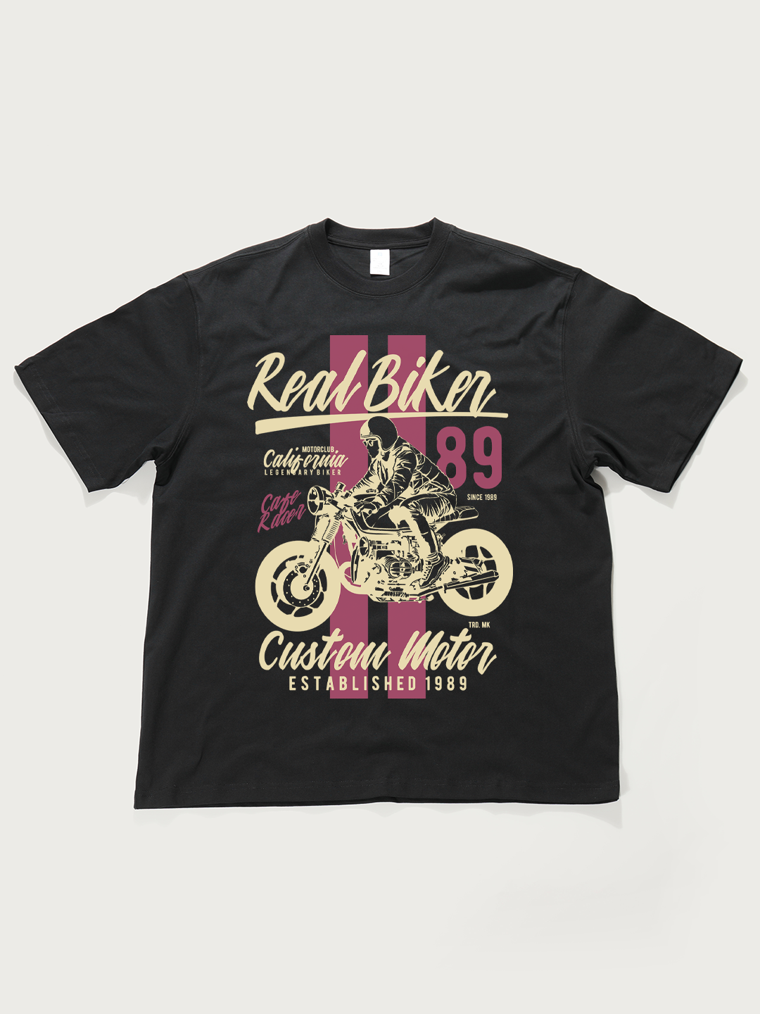 Real Biker Custom Motor 1989 - Unisex Retro Cotton Short Sleeve T-Shirt