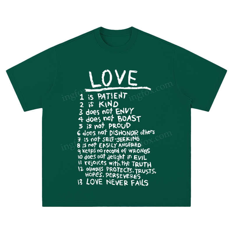 "Love Is..." Biblical Quote - Unisex Fit Short Sleeve T - Shirt