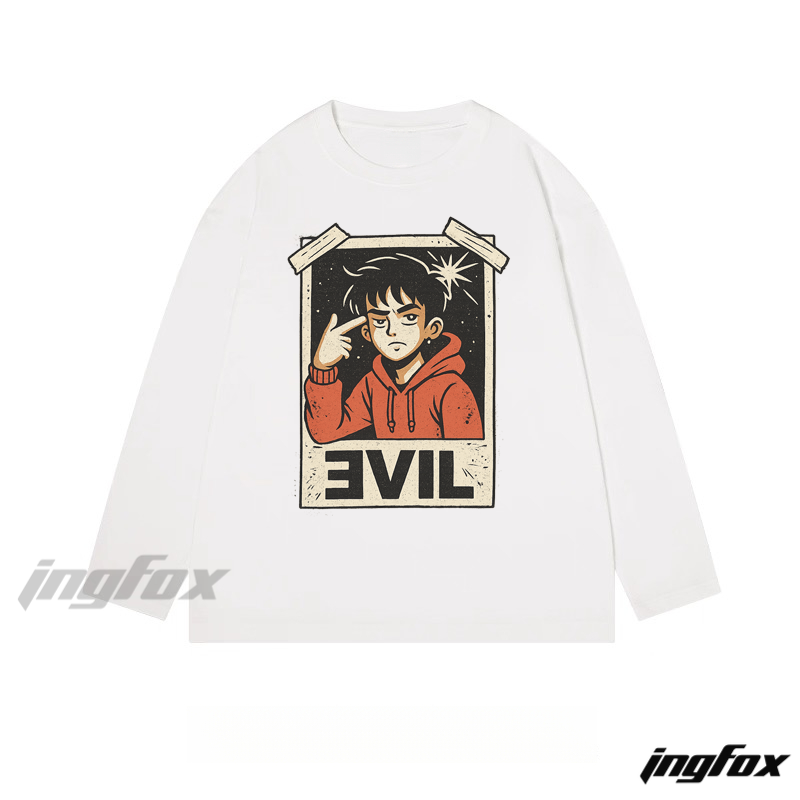 Retro Evil Boy - Classic Cotton Long Sleeve Tee