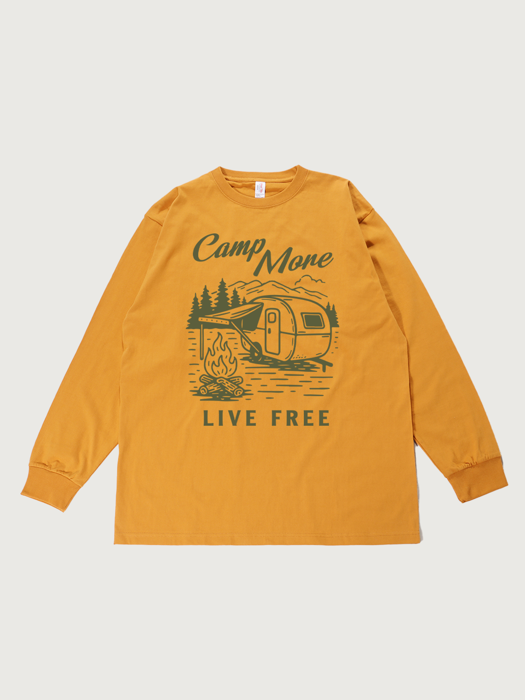 Camp More Live Free - Unisex Retro Cotton Long Sleeve T-Shirt