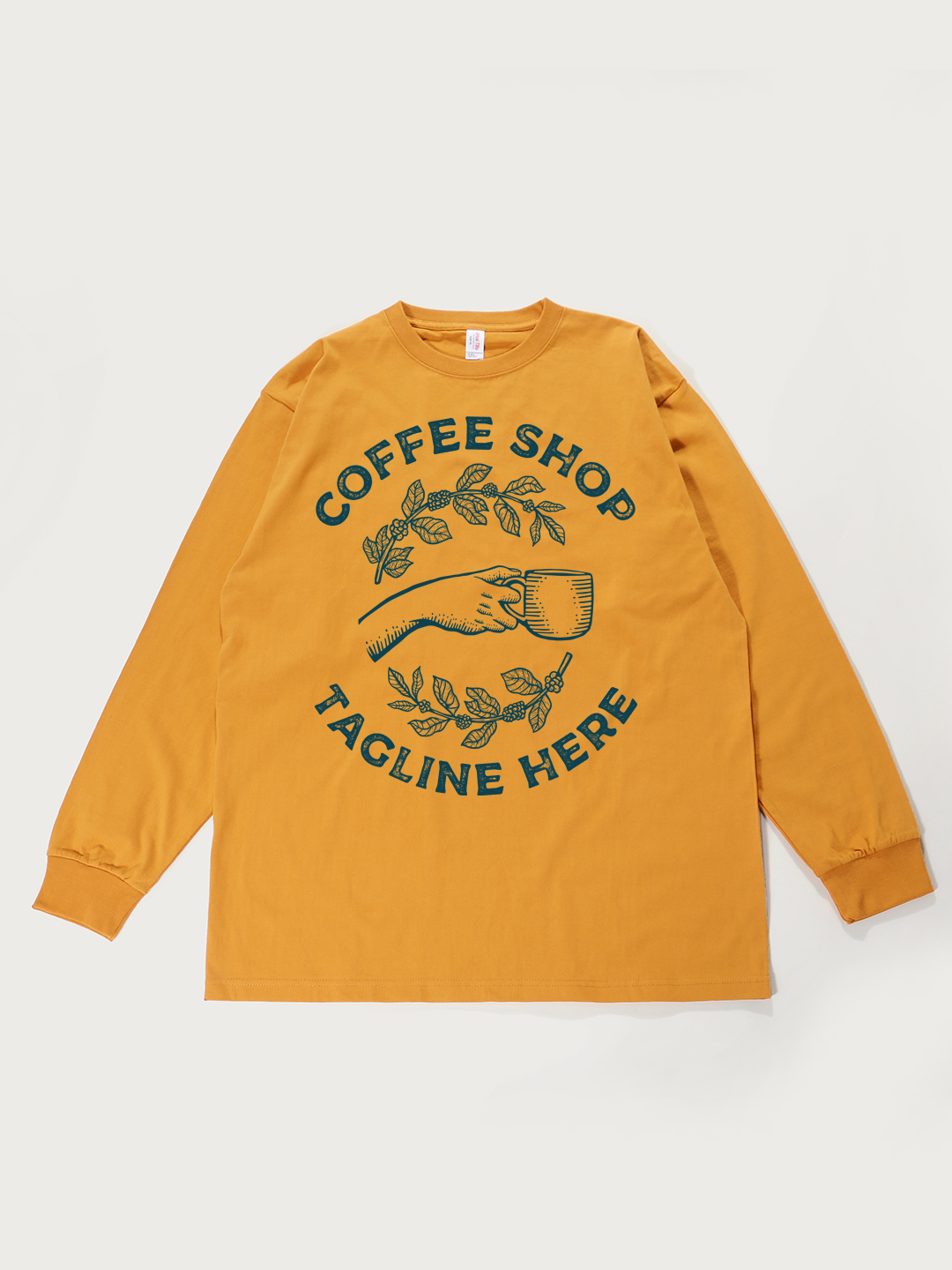 Coffee Shop Theme - Unisex Retro Cotton Long Sleeve T-Shirt
