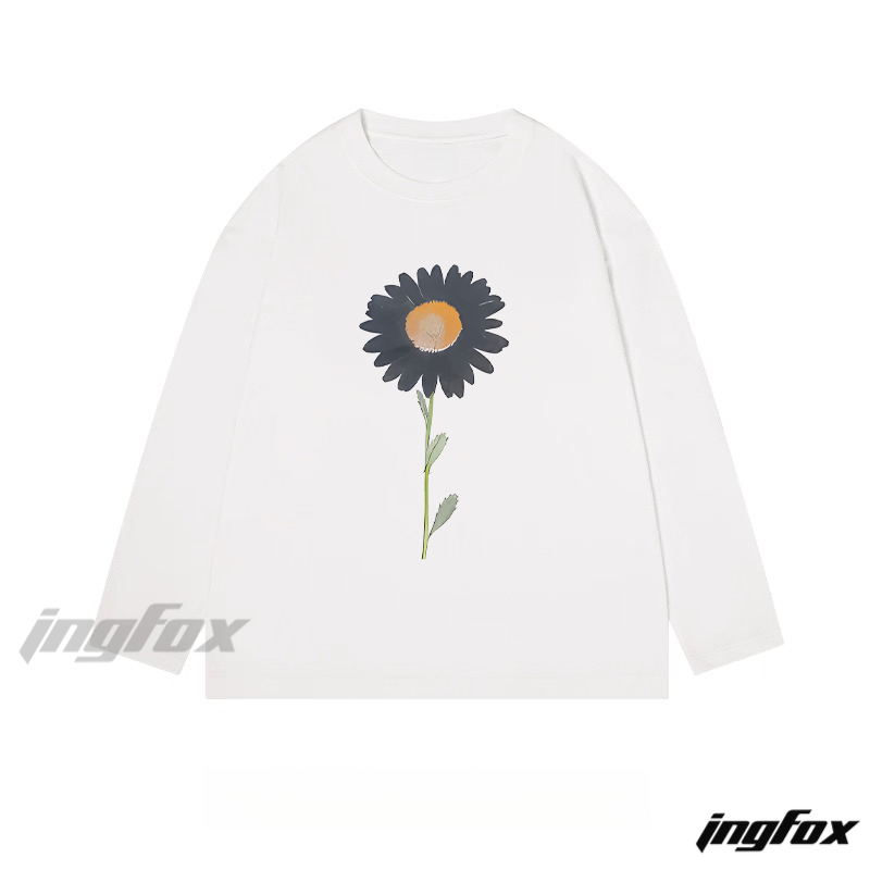 Single Daisy Graphic - Classic Cotton Long Sleeve Tee