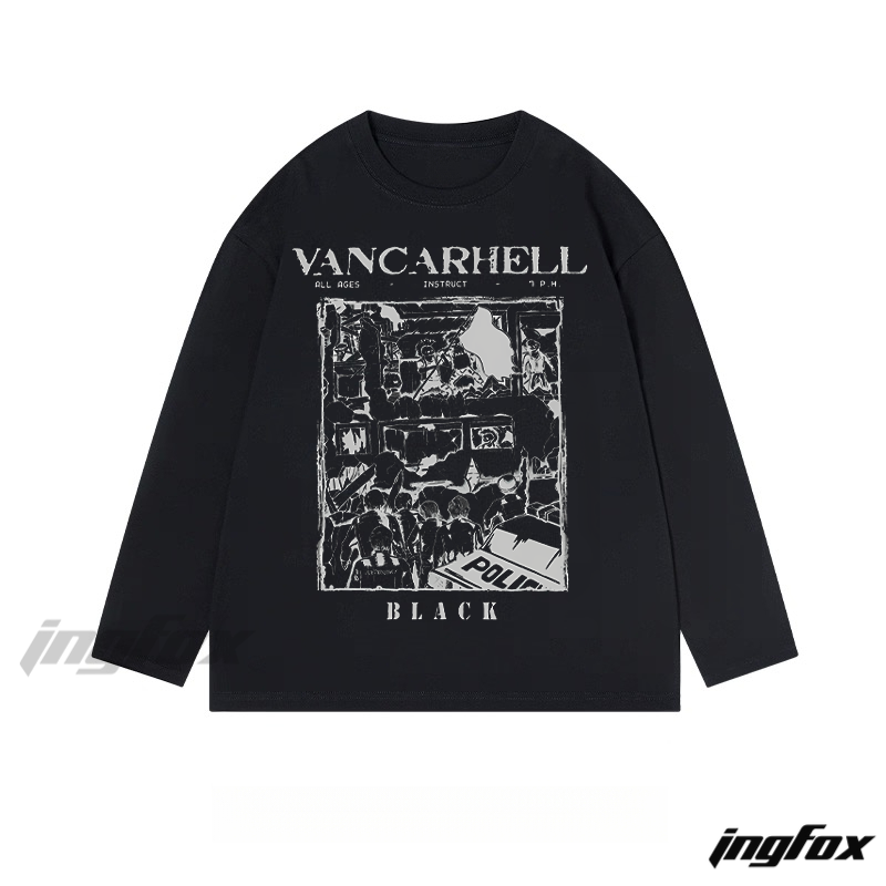 "VANCARHELL BLACK" Graphic - Classic Cotton Long Sleeve Tee