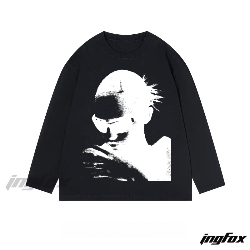 Monochrome Stylish Figure - Classic Cotton Long Sleeve Tee
