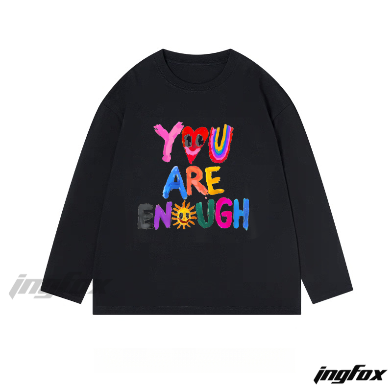 "You Are Enough" Colorful Text Graphic - Classic Cotton Long Sleeve Tee