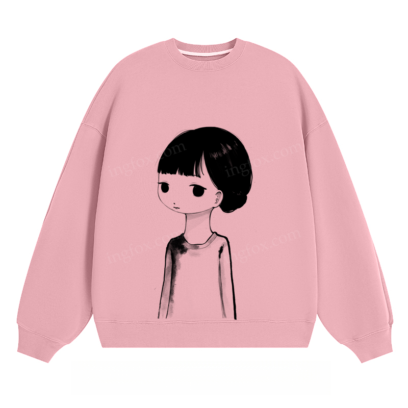 Cartoon Girl Graphic - Classic Unisex Fit Crewneck Sweatshirt