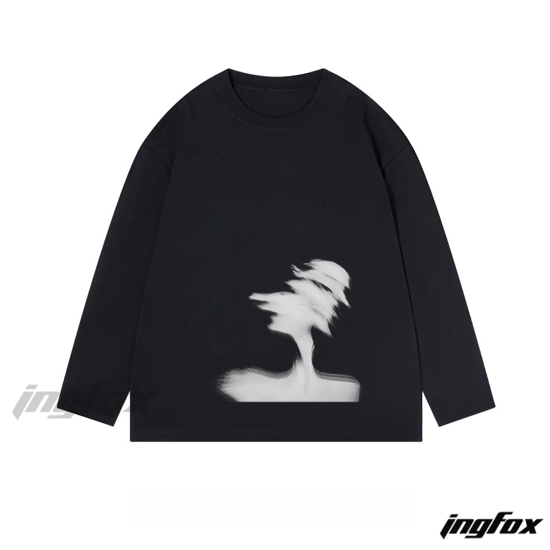 Blurred Portrait Graphic - Classic Cotton Long Sleeve Tee