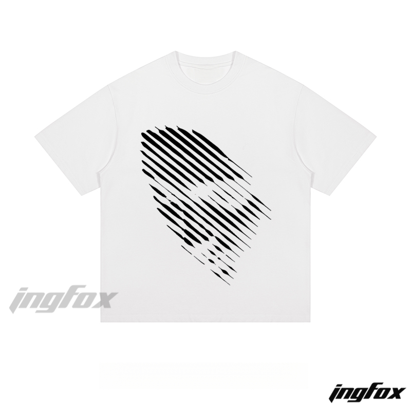 Abstract Stripe Face - Loose Fit Short Sleeve T - Shirt