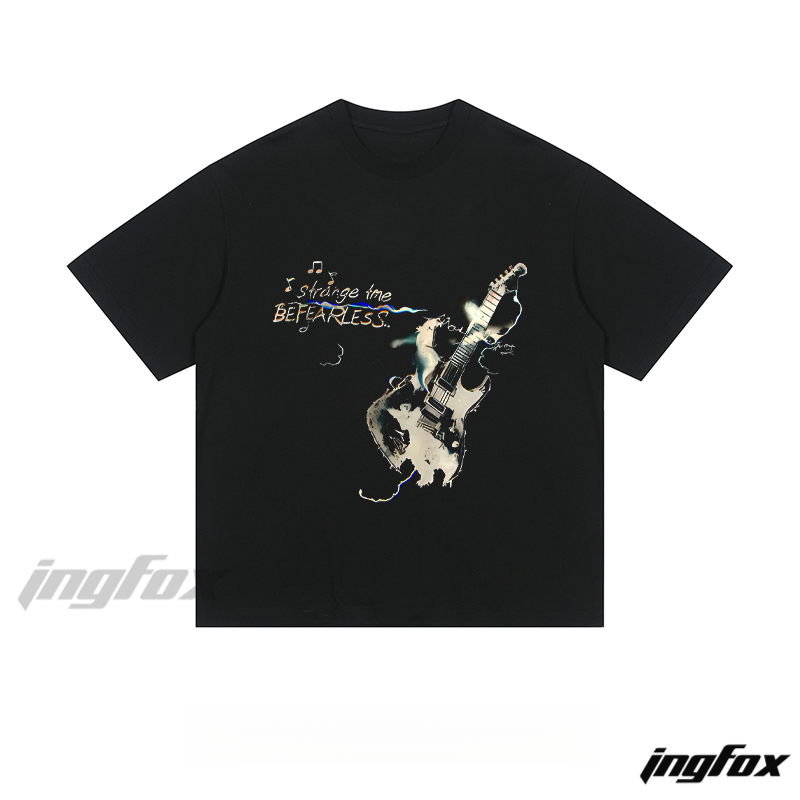 Fearless Guitar Graphic Tee - Loose Fit Short Sleeve T - Shirt