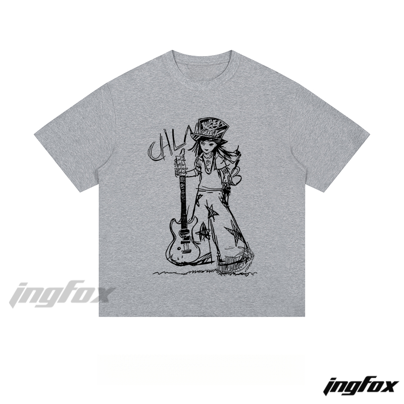 Rock Girl Doodle - Loose Fit Short Sleeve T - Shirt