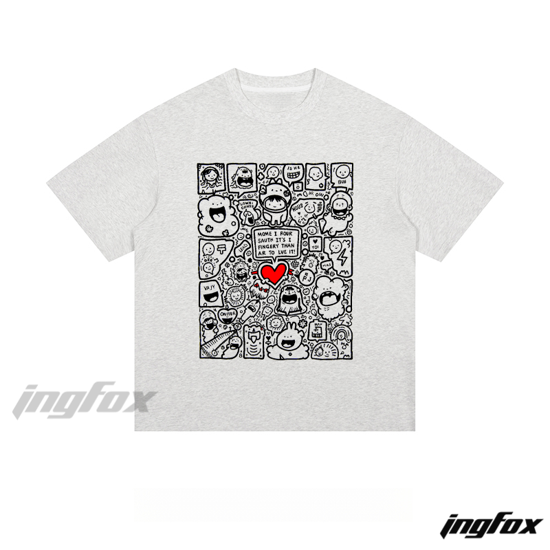 Playful Cartoon Doodle Collage - Loose Fit Short Sleeve T-Shirt