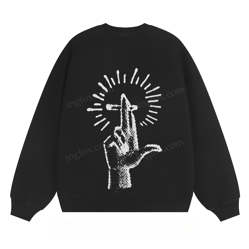 Artistic Hand & Cross Graphic - Classic Unisex Fit Crewneck Sweatshirt