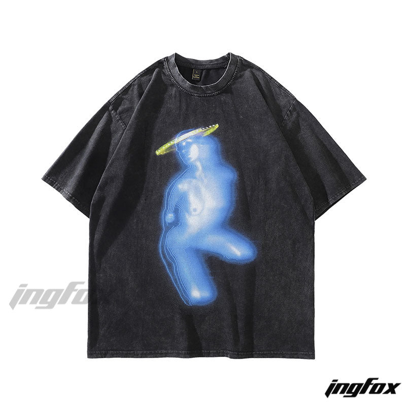 Celestial Figure Cool Vibe - Vintage Washed Oversized T-Shirt