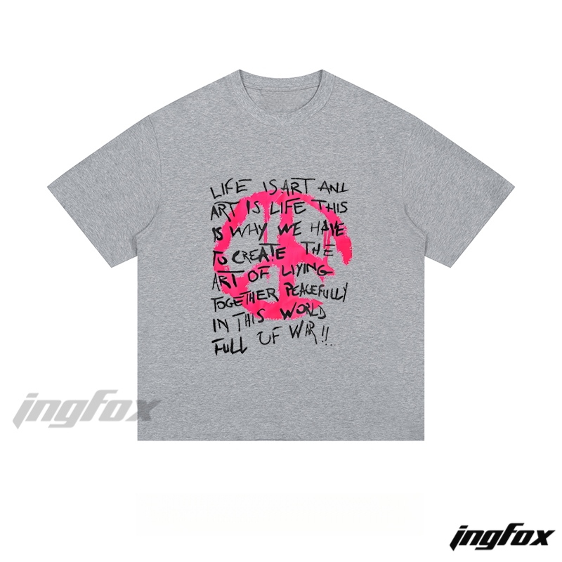 Peace Sign & Thought - Provoking Text - Loose Fit Short Sleeve T-Shirt