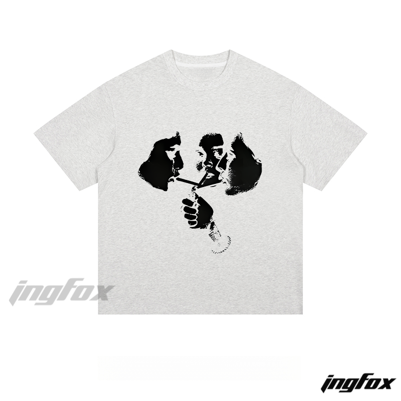 Abstract Portrait & Hand Graphic - Loose Fit Short Sleeve T - Shirt