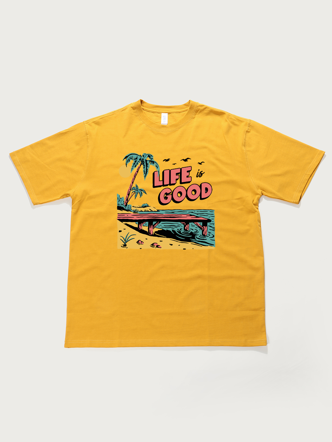 Life Is Good Beach - Unisex Retro Cotton Short Sleeve T-Shirt