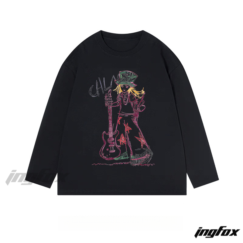 Rock - Themed Sketch Art - Classic Cotton Long Sleeve Tee