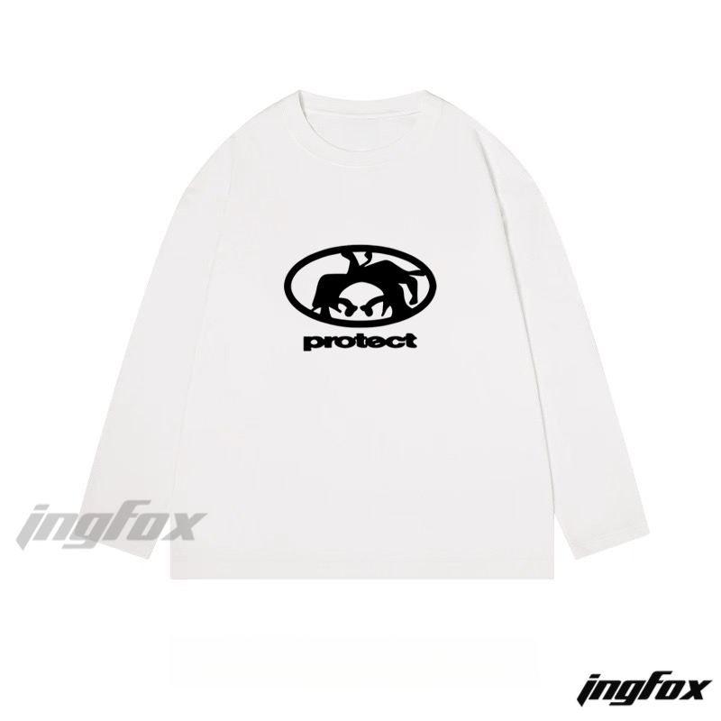 "Protect" Abstract Figure Graphic - Classic Cotton Long Sleeve Tee