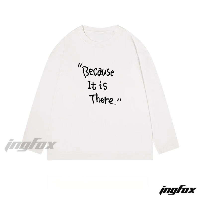 "Because It is There" Motivational Graphic - Classic Cotton Long Sleeve Tee