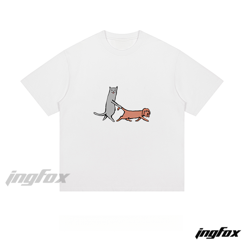 Cat & Dog Walk - Loose Fit Short Sleeve T - Shirt