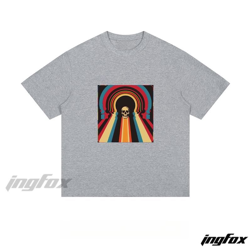 Retro Psychedelic Skull - Loose Fit Short Sleeve T - Shirt