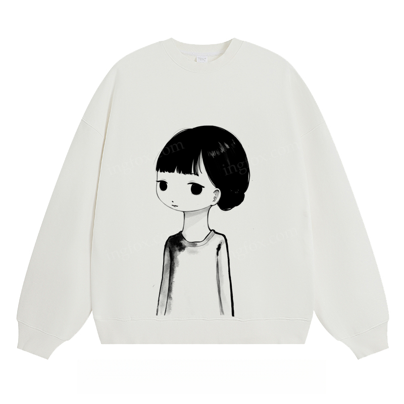 Cartoon Girl Graphic - Classic Unisex Fit Crewneck Sweatshirt