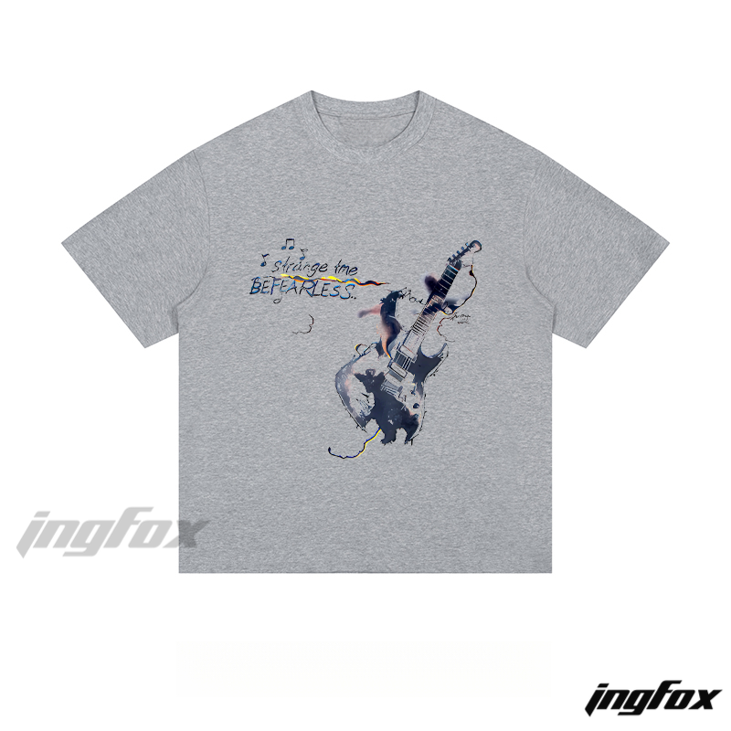 Fearless Guitar Graphic Tee - Loose Fit Short Sleeve T - Shirt