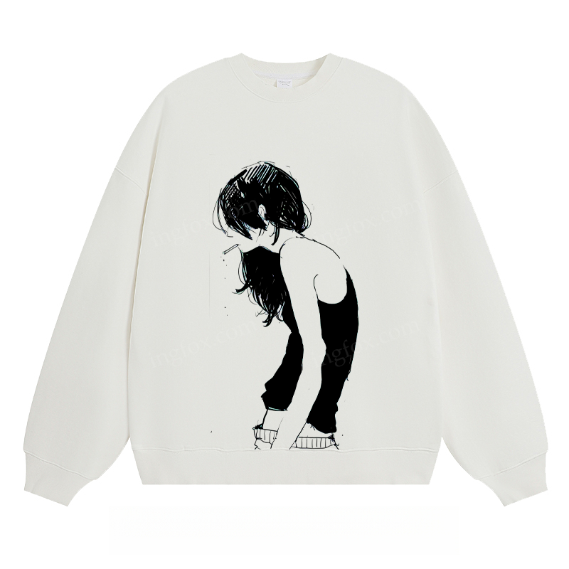 Artistic Girl Sketch - Classic Unisex Fit Crewneck Sweatshirt