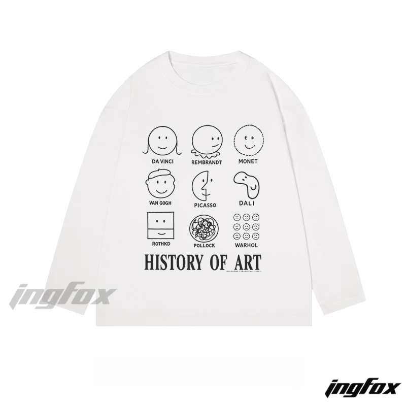 "History of Art" Artist Caricature Graphic - Classic Cotton Long Sleeve Tee