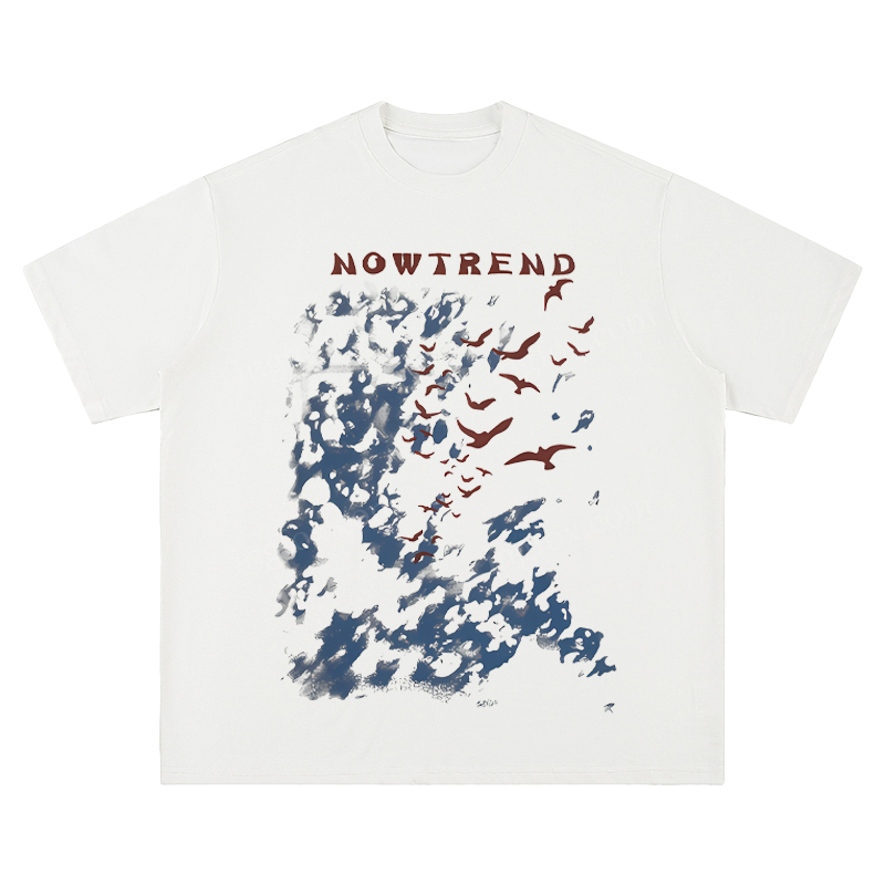 "NOWTREND" Bird & Cloud Graphic - Unisex Fit Short Sleeve T - Shirt