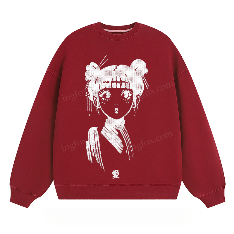 Anime Girl Graphic - Classic Unisex Fit Crewneck Sweatshirt