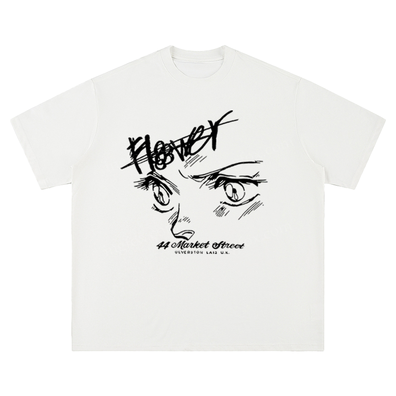Anime Eyes & "Flower" Slogan - Unisex Fit Short Sleeve T - Shirt