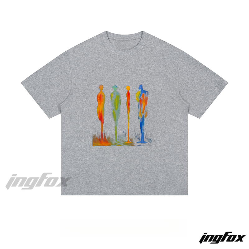 Abstract Colorful Figures Graphic - Loose Fit Short Sleeve T-Shirt