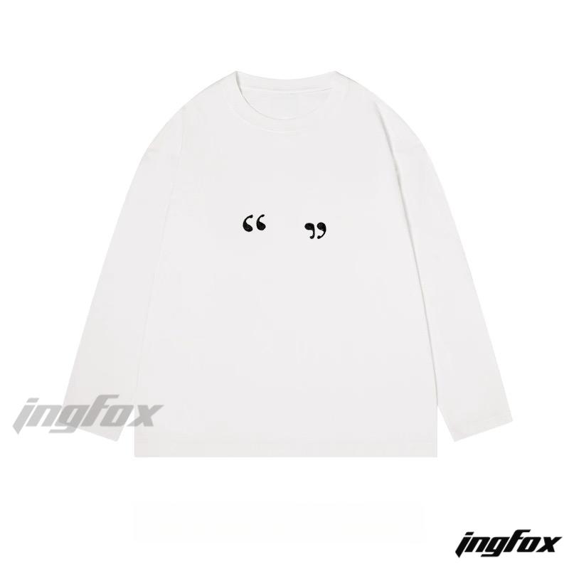 Quotation Marks Graphic - Classic Cotton Long Sleeve Tee