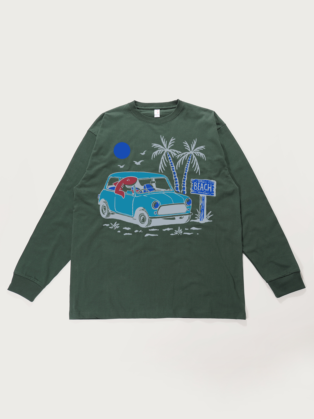 Beach Car Cartoon - Unisex Retro Cotton Long Sleeve T-Shirt