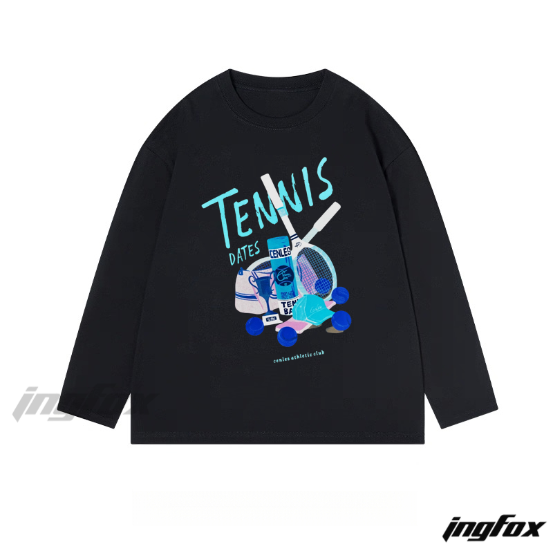 Tennis Gear Collage - Classic Cotton Long Sleeve Tee