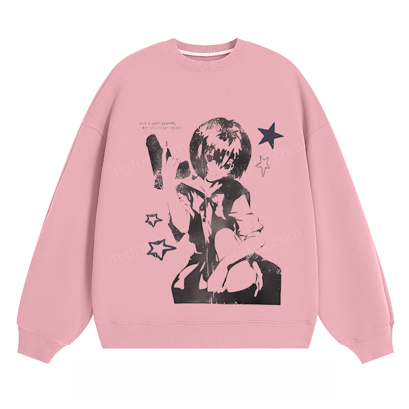 Anime - Style Graphic Crewneck Sweatshirt