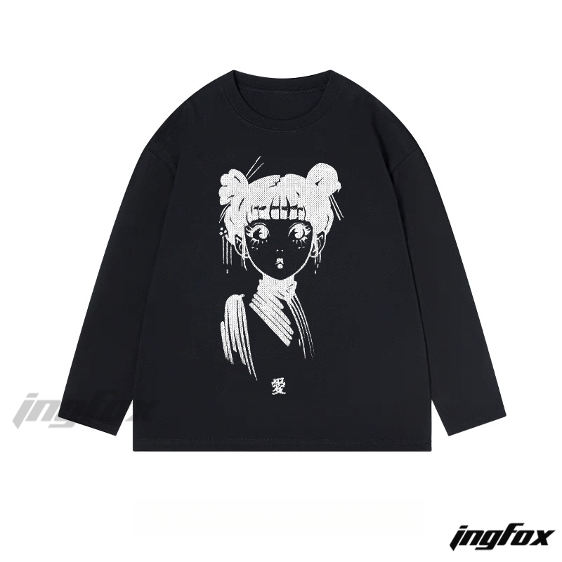 Anime Girl Sketch - Classic Cotton Long Sleeve Tee