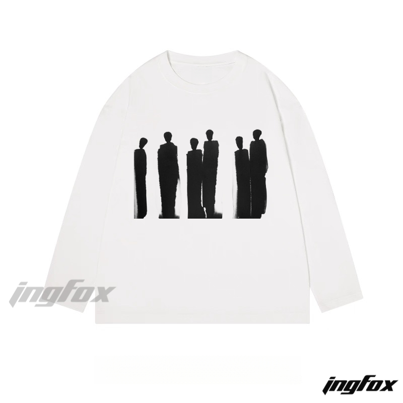 Abstract Group Silhouette Graphic - Classic Cotton Long Sleeve Tee